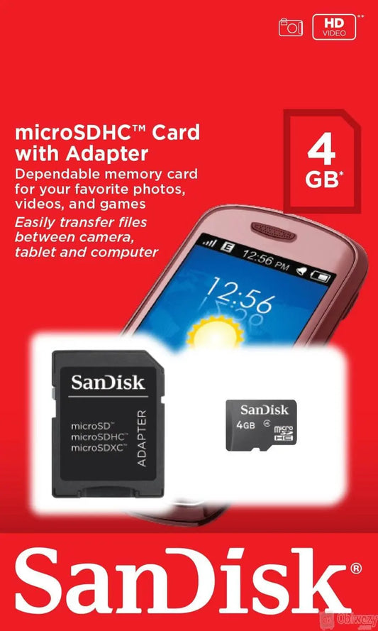 SanDisk 4GB microSDHC Card with Adapter PIXEL